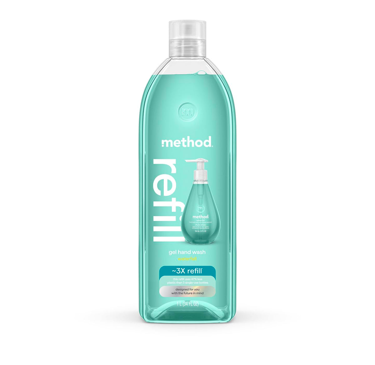 Método gel jabón de manos recarga Waterfall 34oz para recargar fácilmente