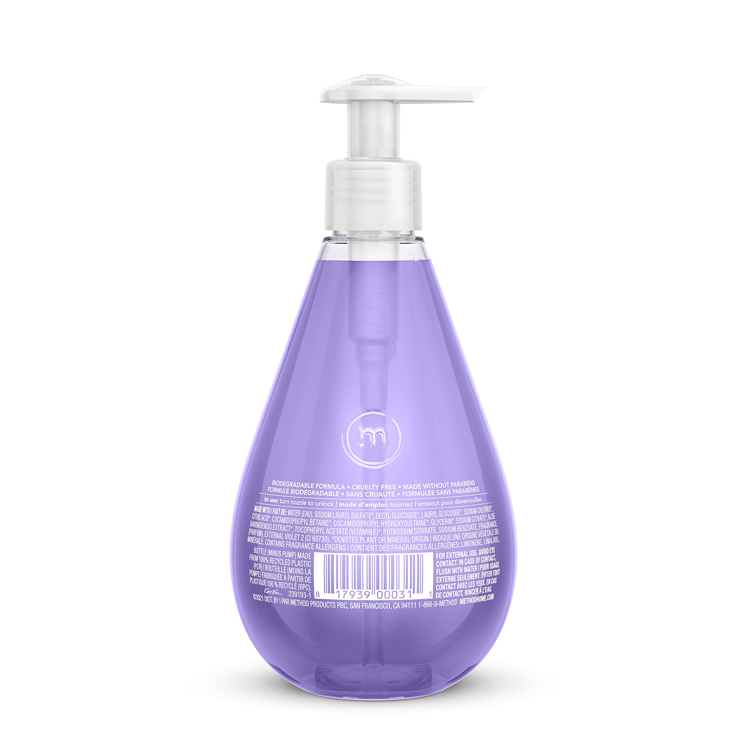 Method Gel Lavado de Manos Lavanda Francesa, etiqueta clara y visible