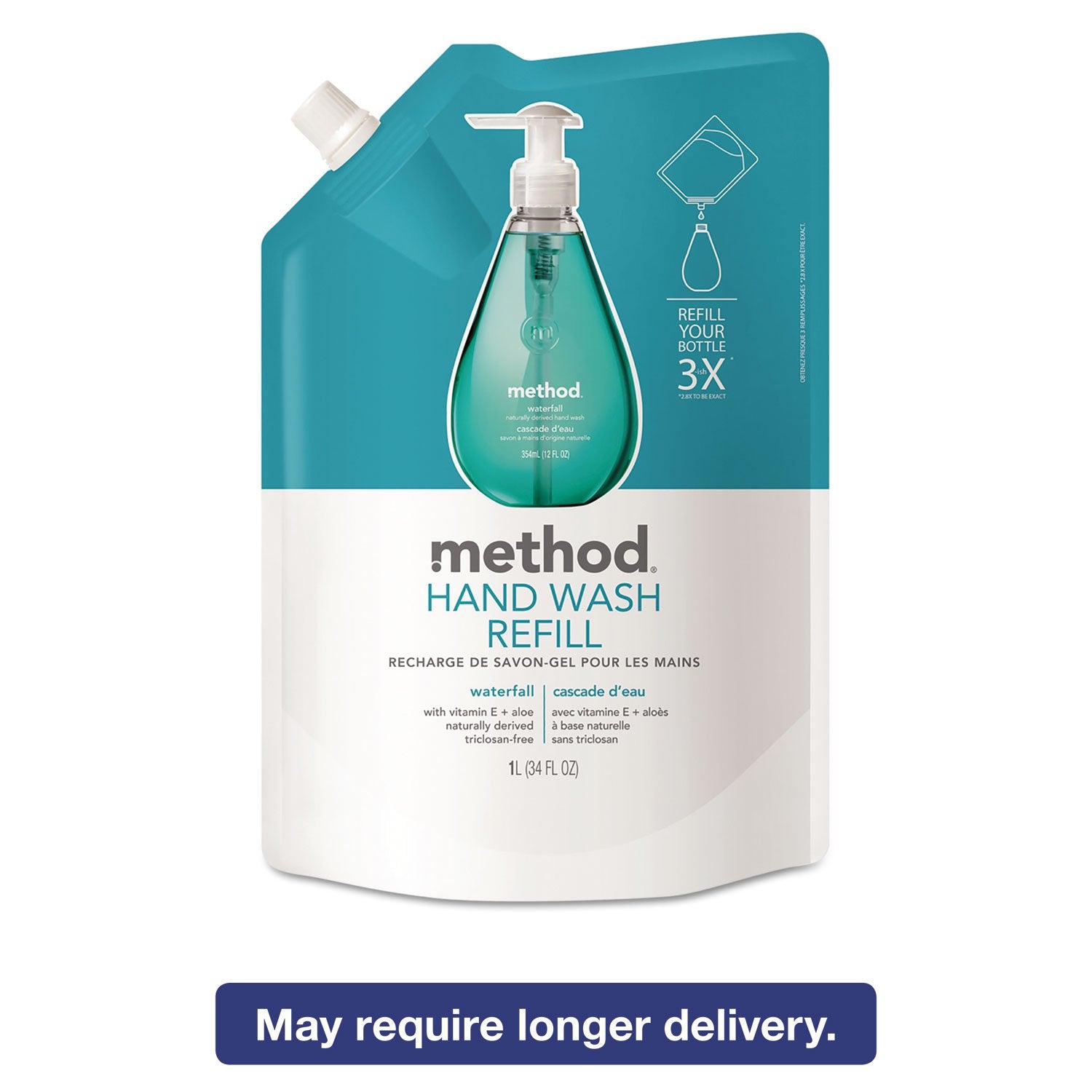 Method gel lavamanos recarga Cascada, detalle de la textura suave para la piel.