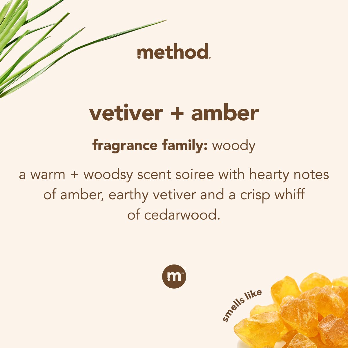 Method Jabon Manos Gel Vetiver Ámbar: pack de tres botellas para uso familiar.