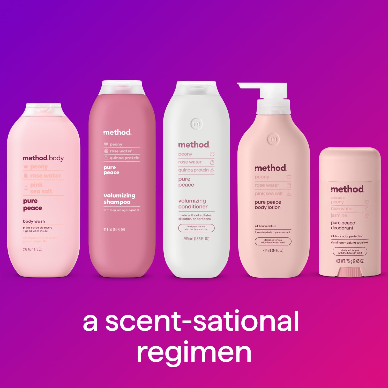 Method Lavado Corporal Paz Pura: fragancia suave de peonía y rosas