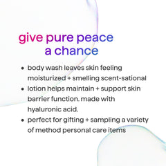 Frasco de loción Method Pure Peace, piel hidratada y aroma sereno