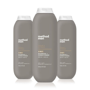 Method Men dos en uno cedro y ciprés, botella para simplificar tu rutina diaria.
