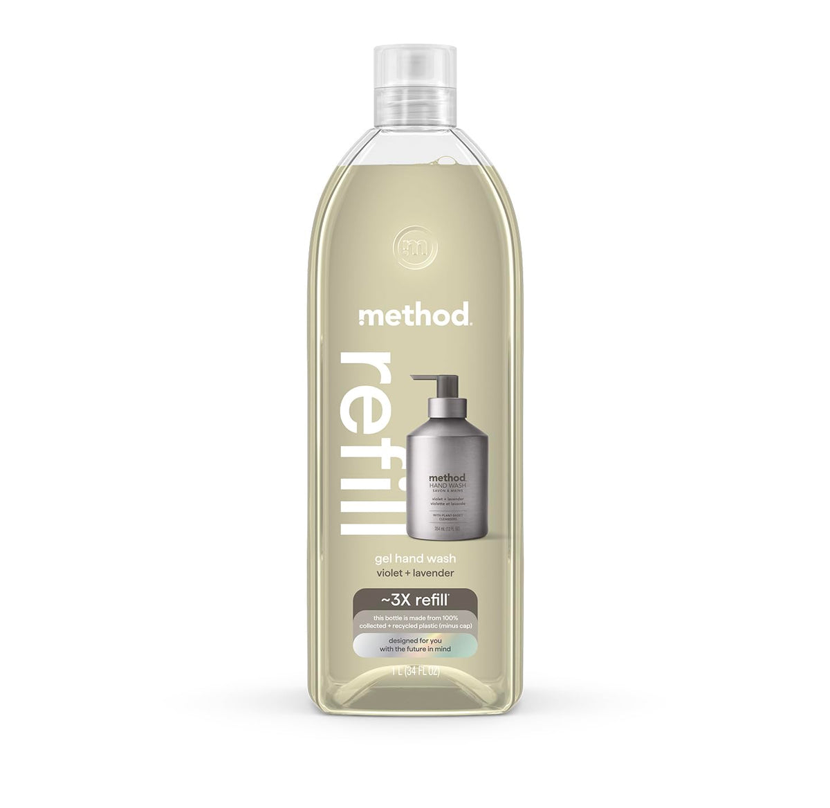 Method premium gel de manos recarga, botella 34 oz, cómodo para rellenar y reducir residuos