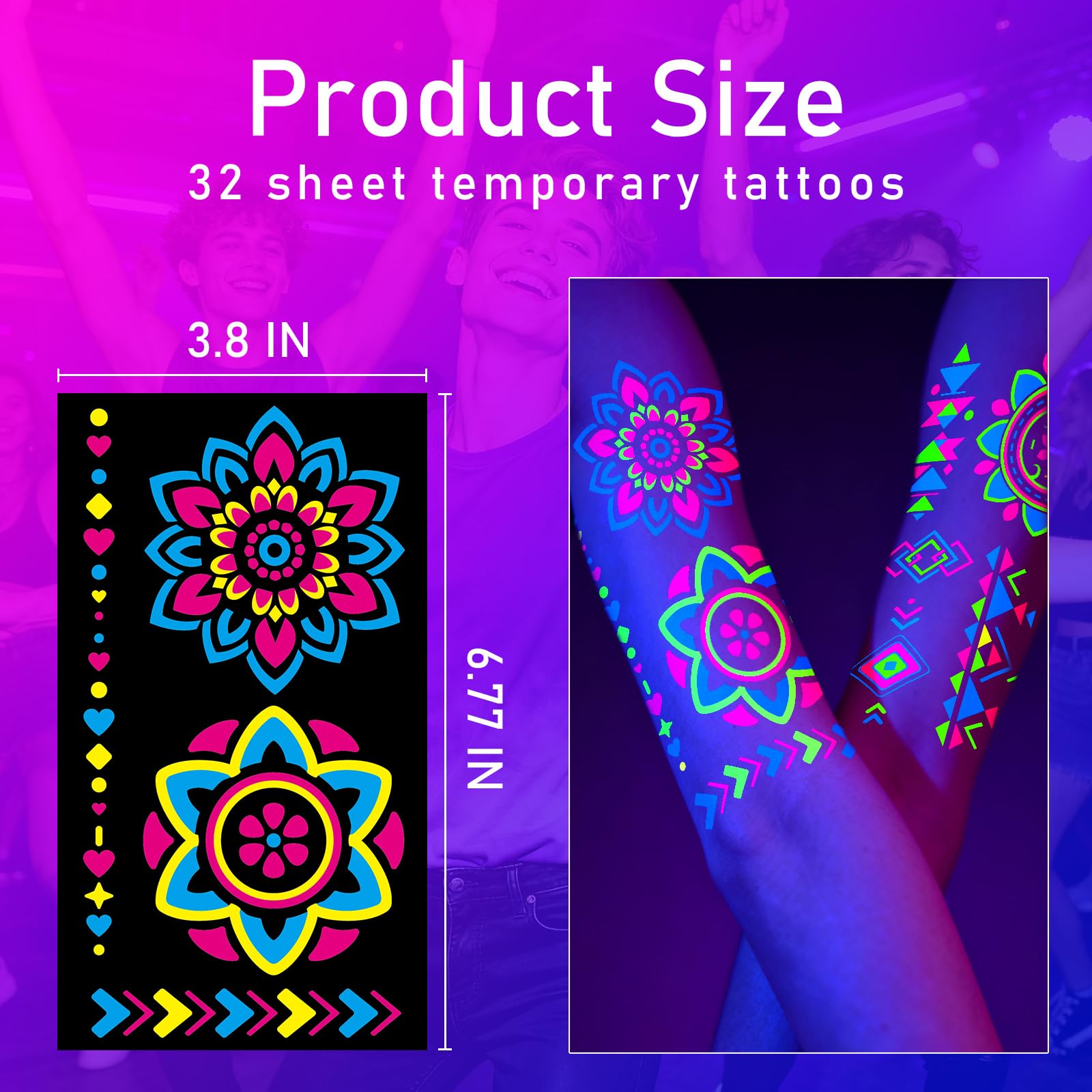 Metuu tatuajes temporales fáciles de aplicar con agua para eventos.