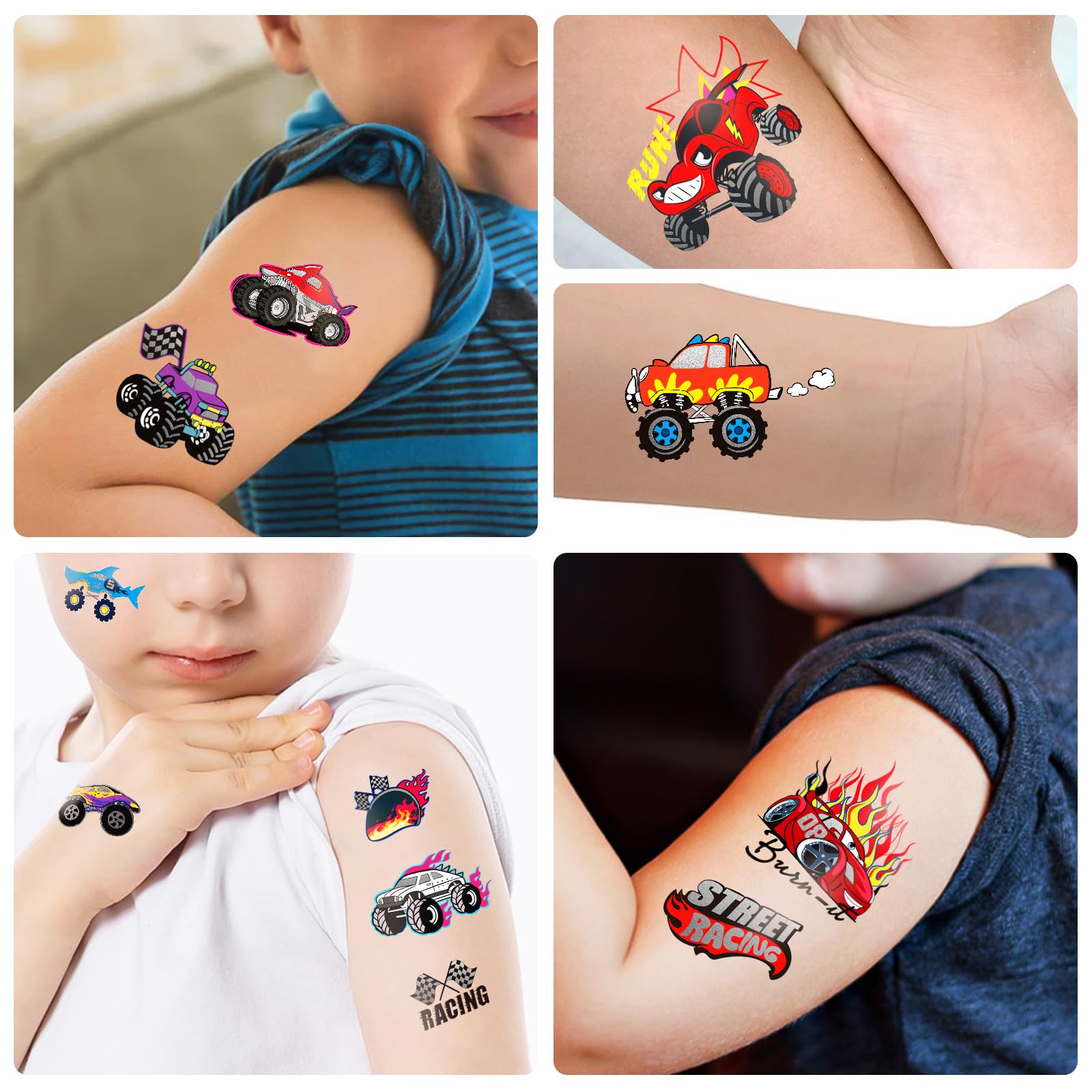 Metuu tatuajes temporales de bandera de cuadros para decoración de fiesta