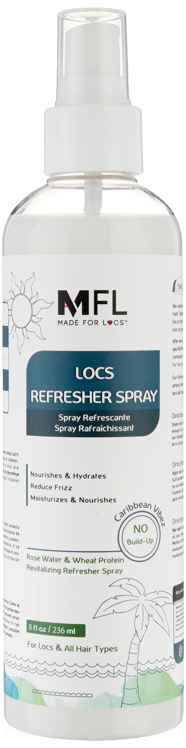 MFL Made For Locs botella de agua de rosas para hidratación diaria de locs