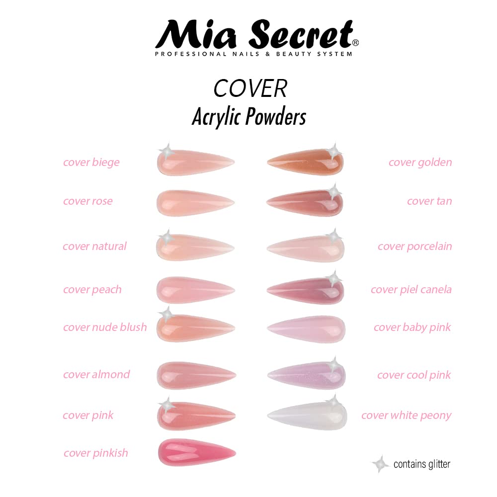 Mia Secret polvo acrílico rosa, muestra compatibilidad con gel Formagel y Polymia