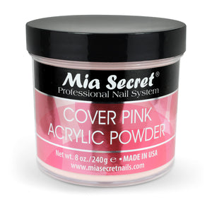 Mia Secret polvo acrílico rosa cubridor para uñas duraderas y de aspecto profesional.