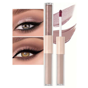 Sombra líquida MiaSarah Rosy Brown con doble punta en botella para acabado natural.