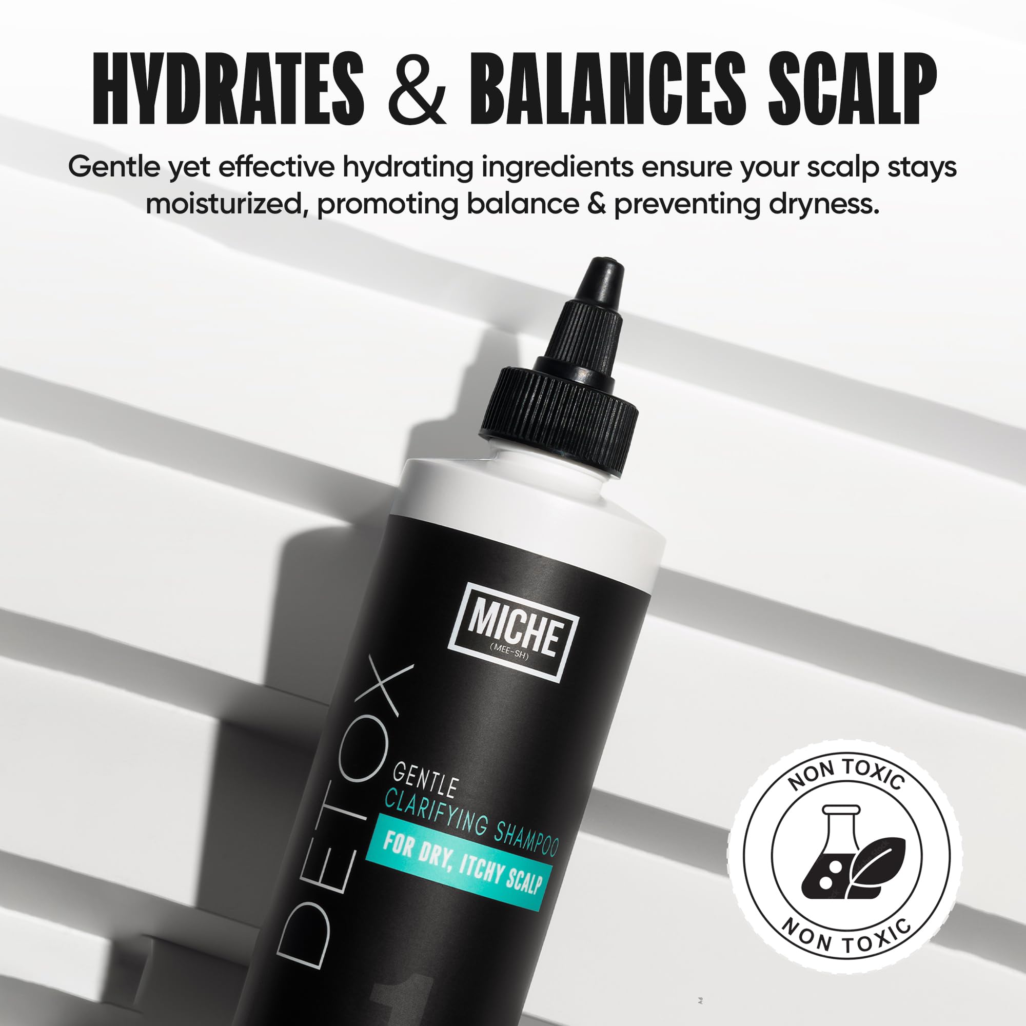 Miche Beauty Detox Shampoo: aplicación suave en cuero cabelludo para limpieza delicada.