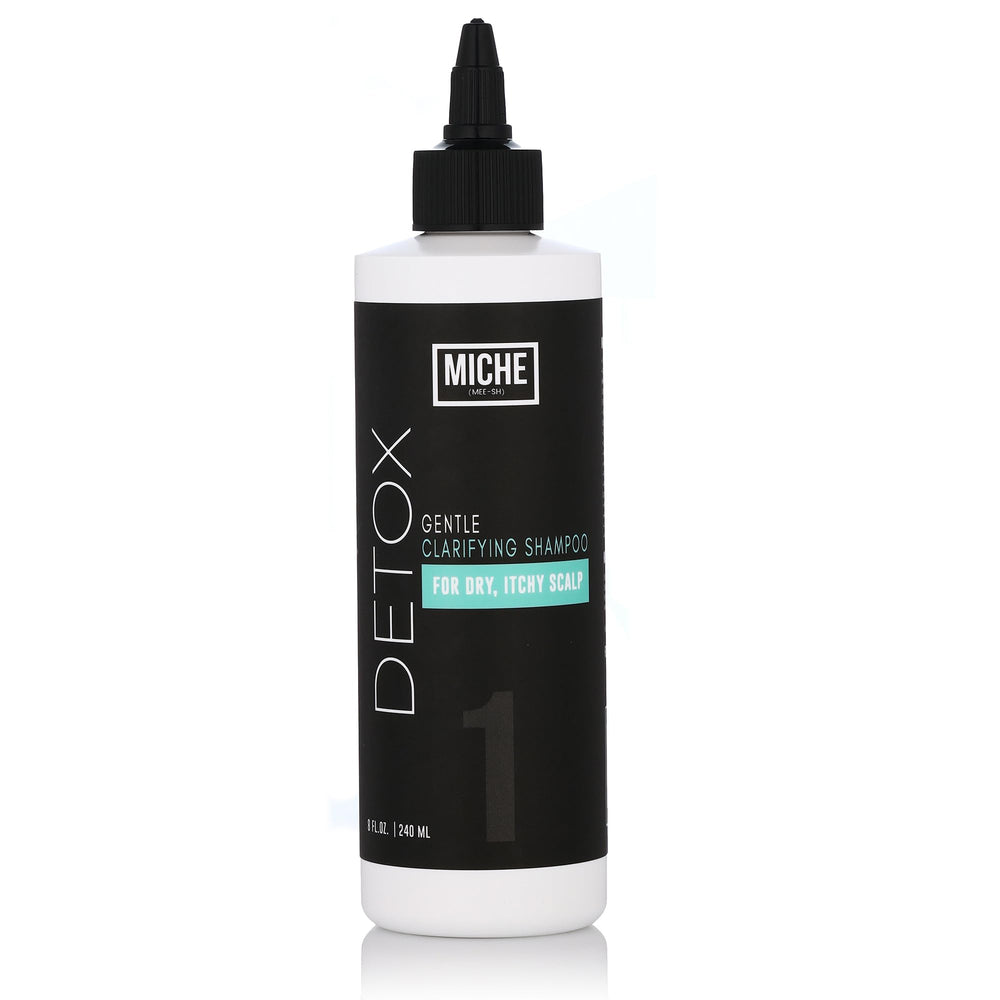 Miche Beauty Detox Shampoo: botella vertido, limpieza profunda y sensación fresca.