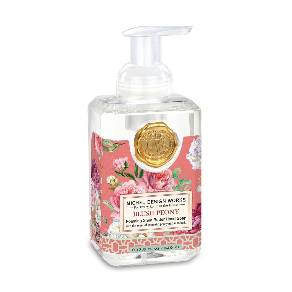 Michel Design Works Jabón de Manos Espumoso Peonía Sonrojada, aroma floral suave.