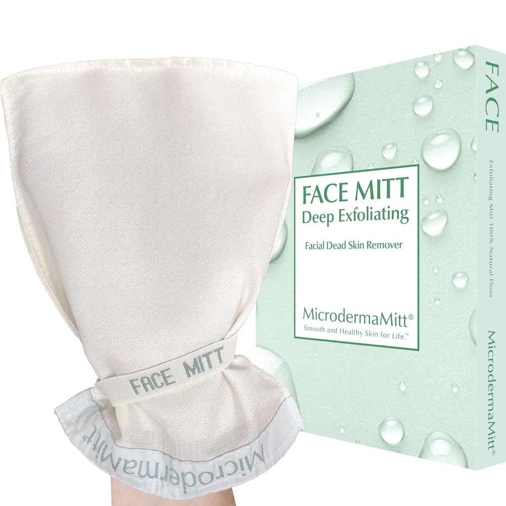 MicrodermaMitt guante exfoliante para cara, limpieza suave y renovación de la piel.