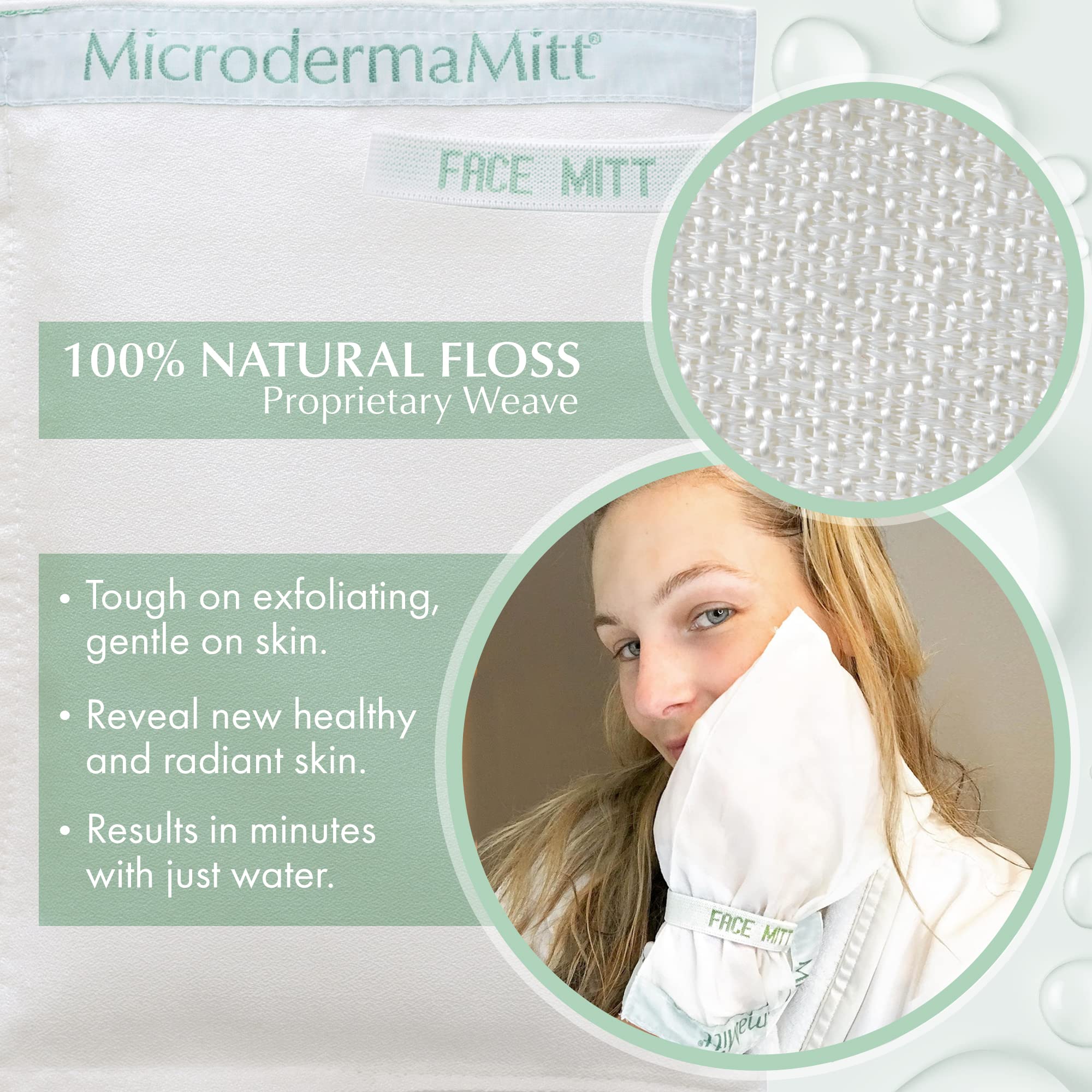 MicrodermaMitt guante exfoliante para labios, suaviza la piel y mejora textura.