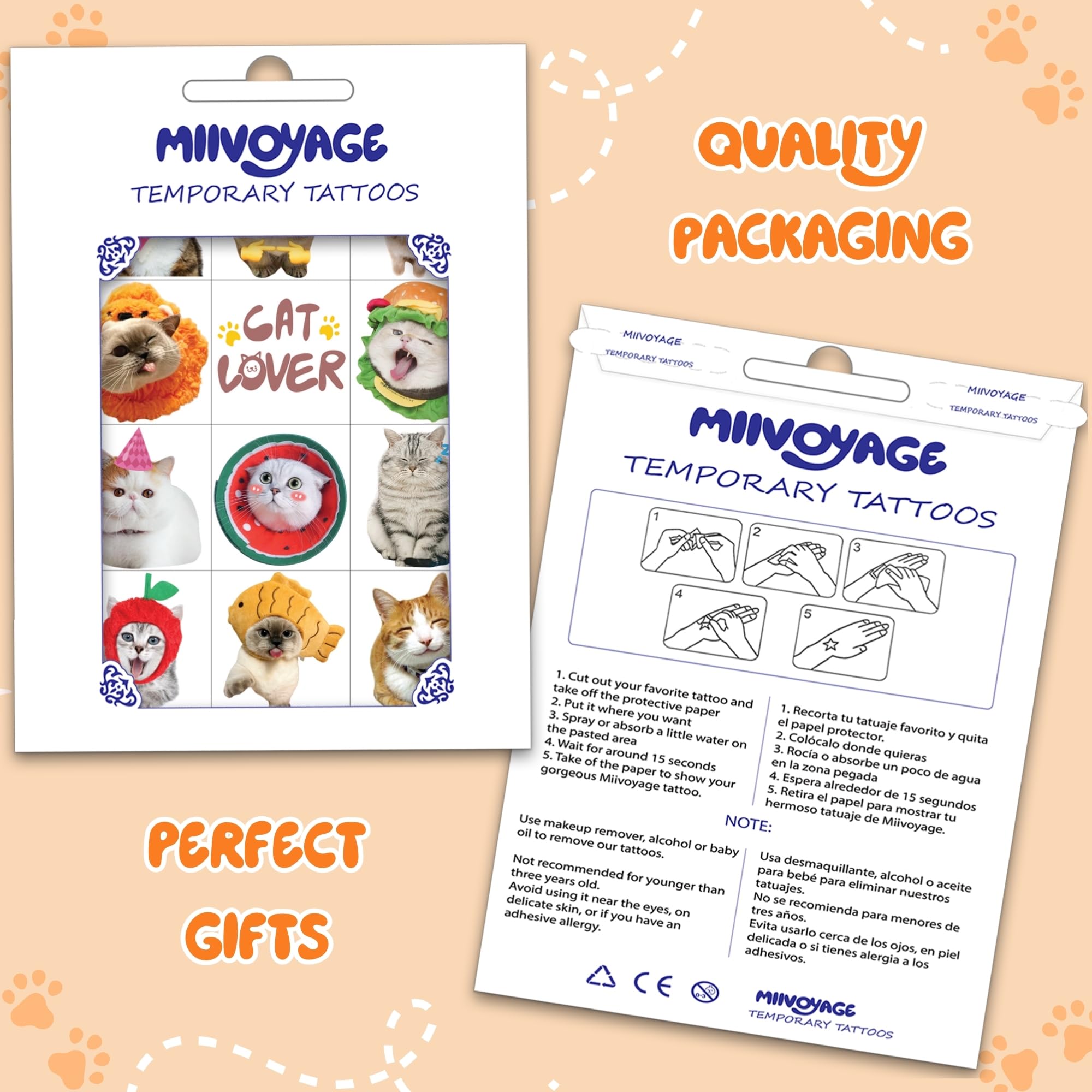 Conjunto empaquetado individualmente MIIVOYAGE, tatuajes impermeables para fiestas.