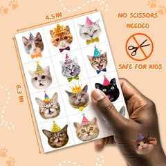 Tatuajes de gato MIIVOYAGE, tamaño práctico 1.5 x 1.5 pulgadas para niños.