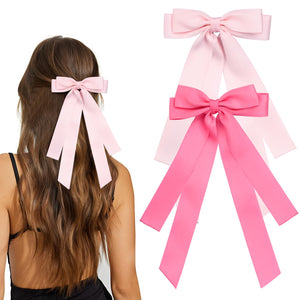 Lazo Mikoniko rosa para cabello, ideal para uso diario con clip seguro.