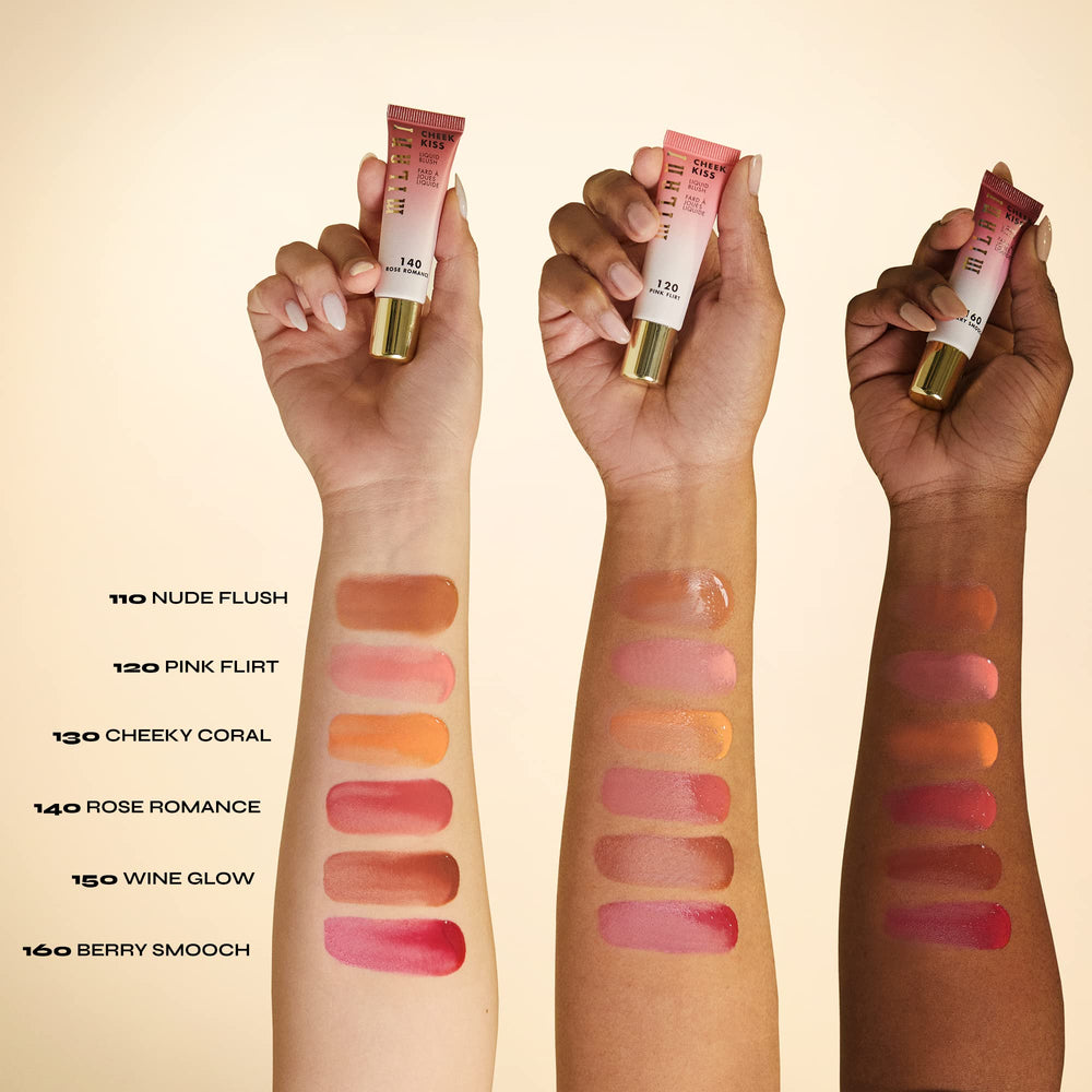 Textura cremosa Milani Cheek Kiss rubor rosa suave.