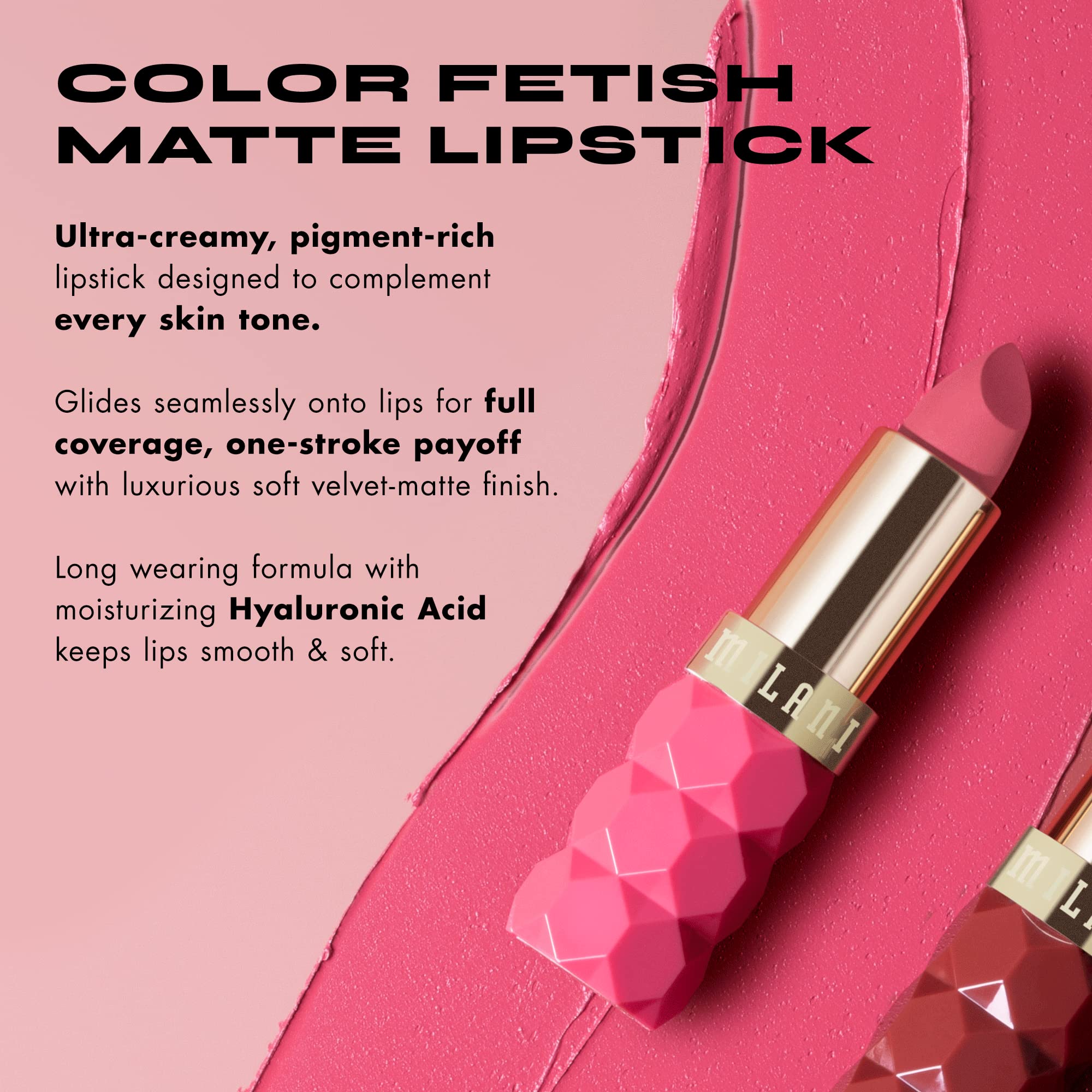 Pigmento rico de Milani Color Fetish Matte Desire con duración prolongada.
