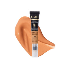Milani Conceal + Perfect iluminador bajo ojos Pumpkin para un aspecto más despierto.