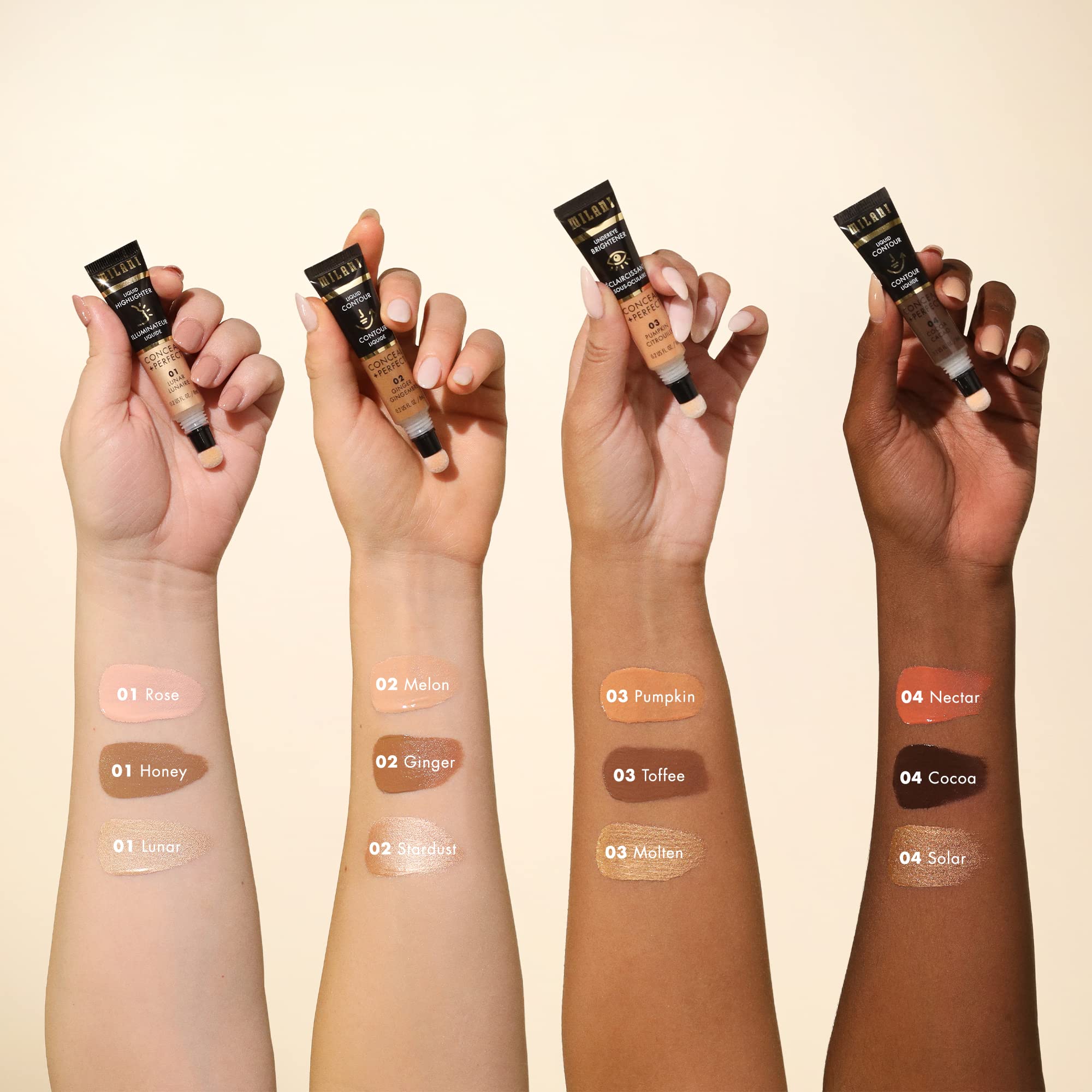 Milani Conceal + Perfect base iluminadora para un look rápido.