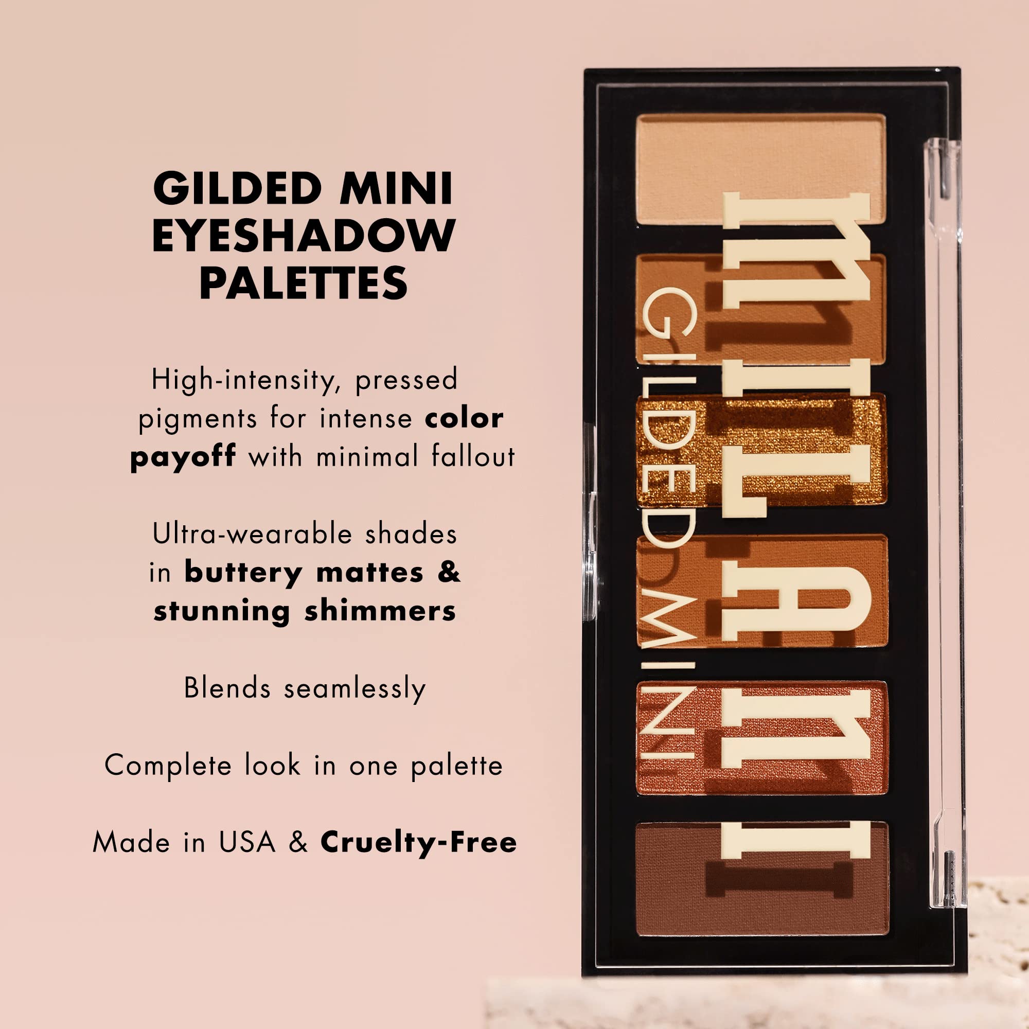 Milani Gilded Mini Palette formato portátil ideal para bolso o viaje.