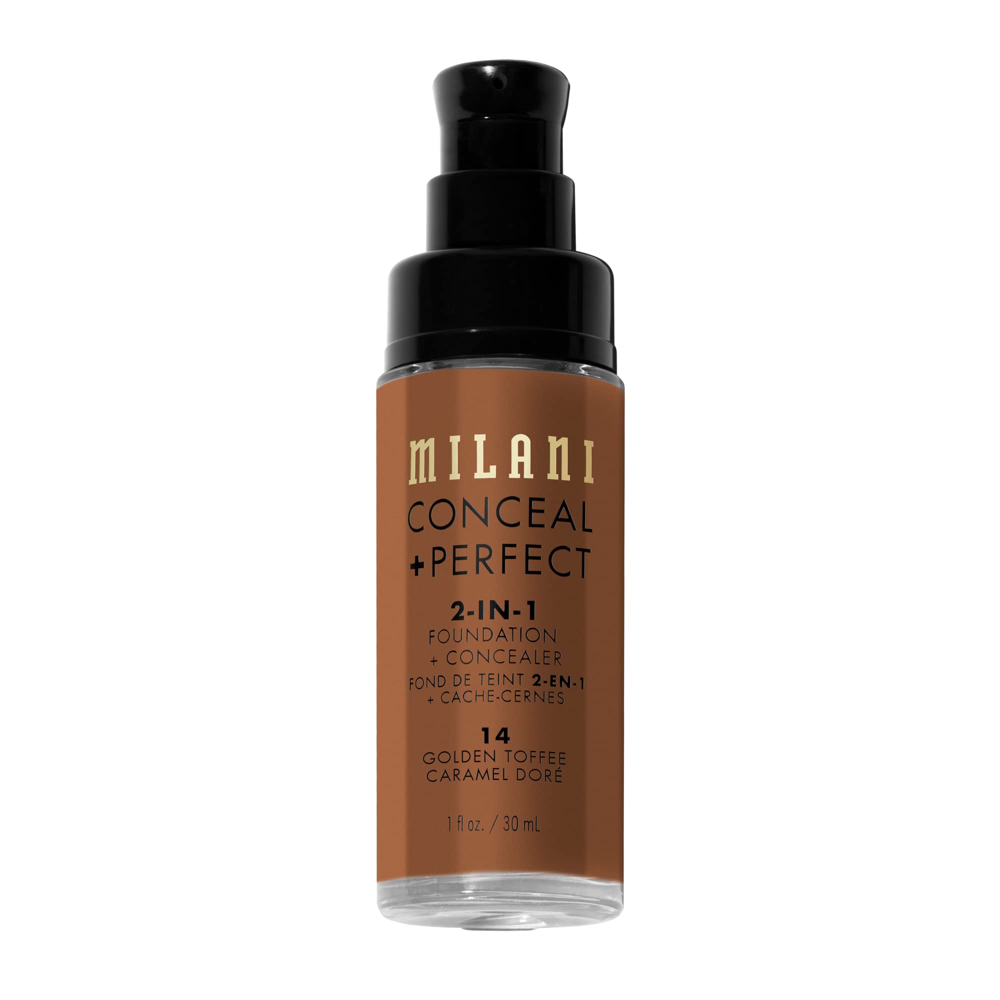 Milani muestra tono 14 Golden Toffee en piel para verificar color