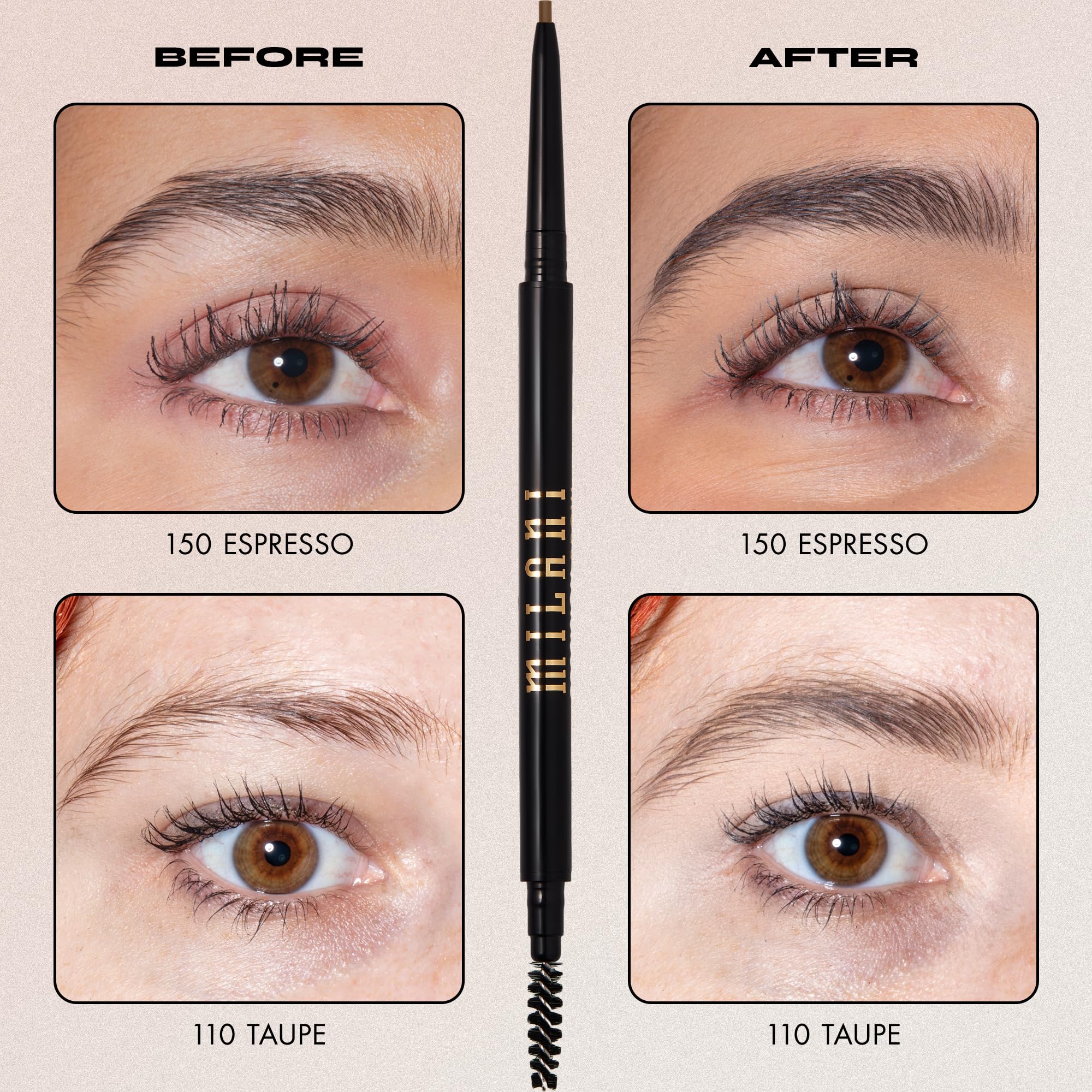 Milani Precision Brow Pencil Ebony, duración de hasta 10 horas en cejas