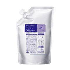 Milbon Plarmia Hairserum M Treatment, botella invertida, aporta brillo y fortalecimiento al cabello.