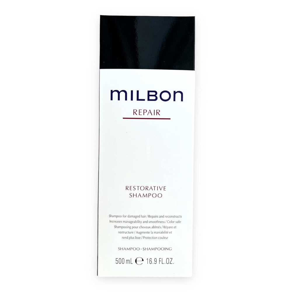 Milbon Shampoo Restaurador Pack Grande, botella visible para uso diario suave.