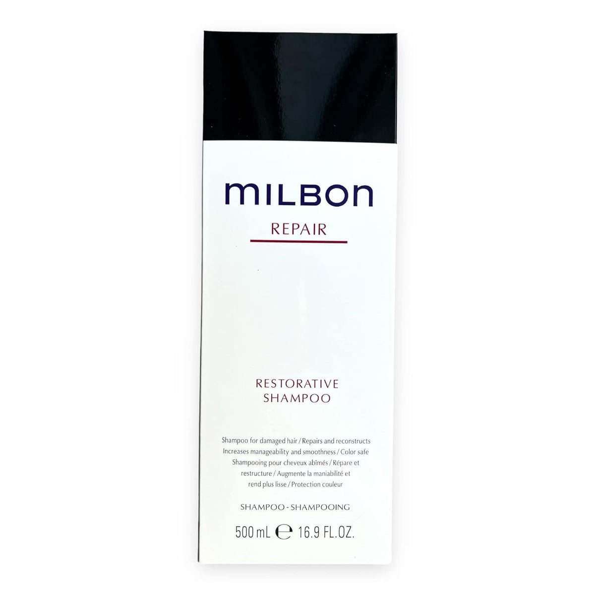 Milbon Shampoo Restaurador Pack Grande, botella visible para uso diario suave.