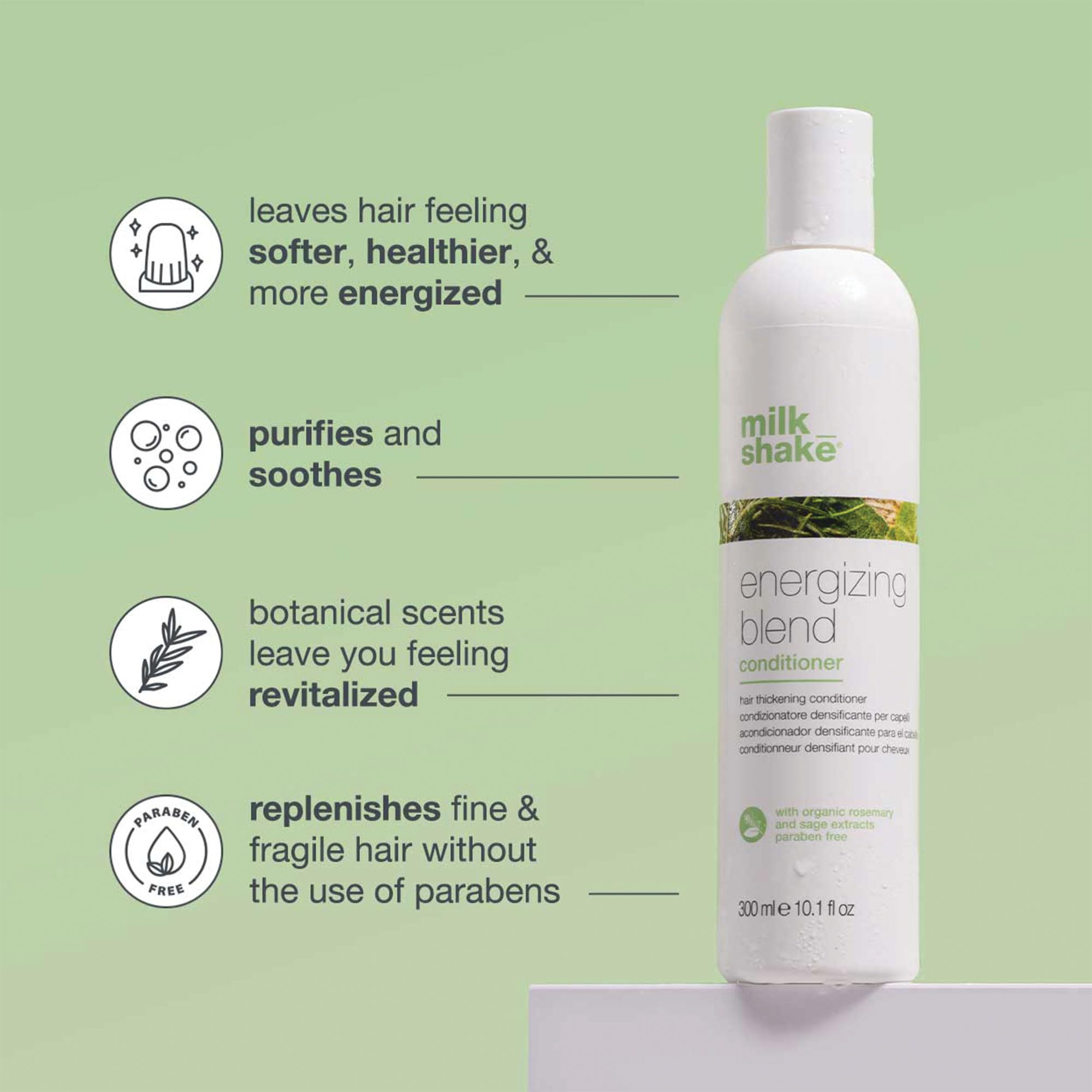 milk_shake Energizing Blend: aplicación del acondicionador para cabello fino.