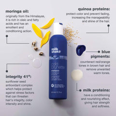 milk_shake cold brunette shampoo, lavado suave, limpia sin irritar.