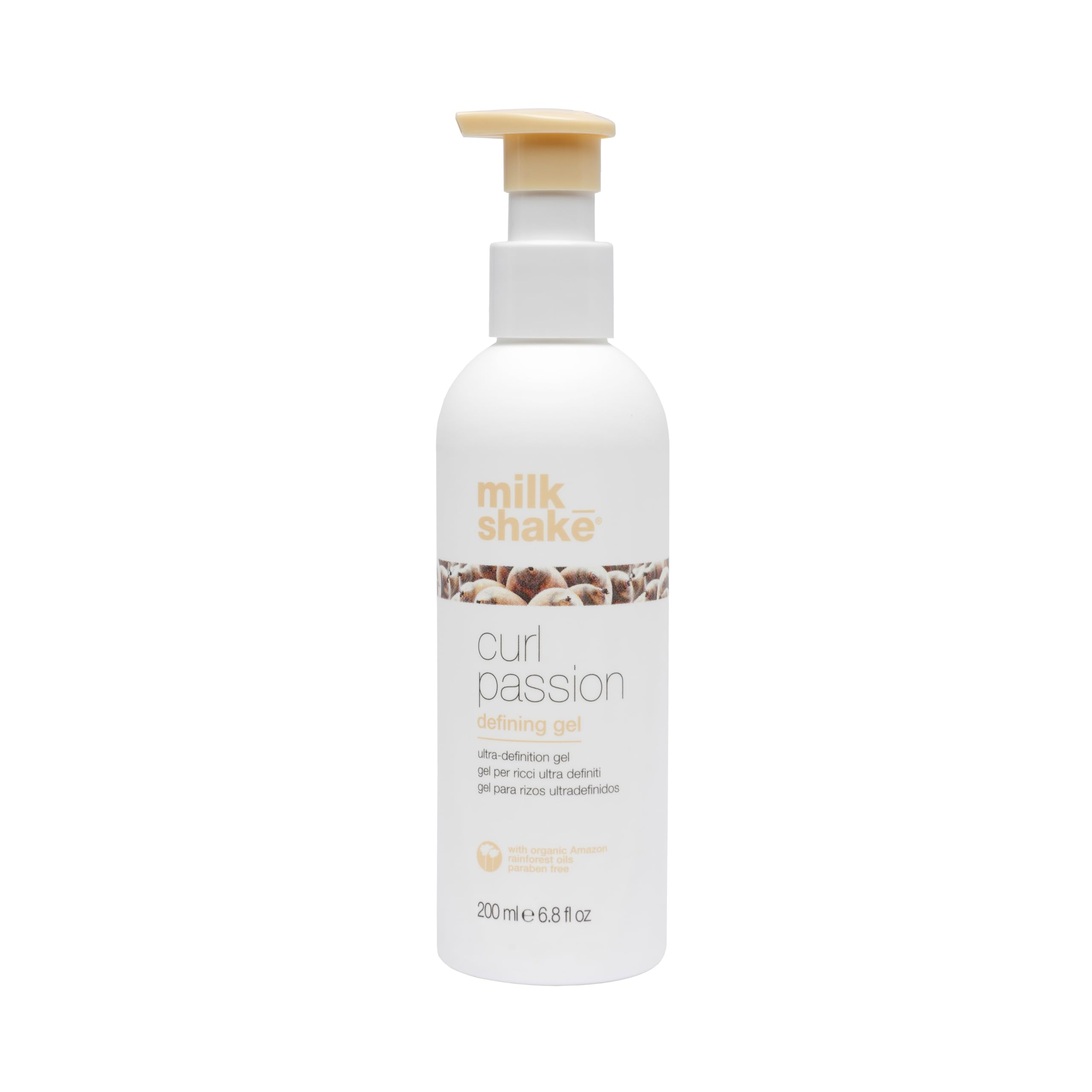 milk_shake Curl Passion Definidor Gel envase para rizos ligeros y definición natural.