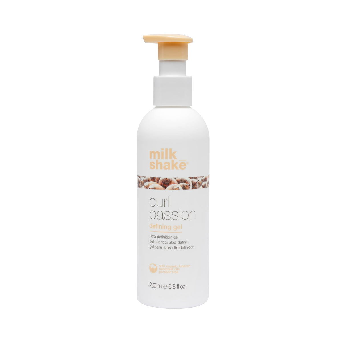 milk_shake Curl Passion Definidor Gel envase para rizos ligeros y definición natural.