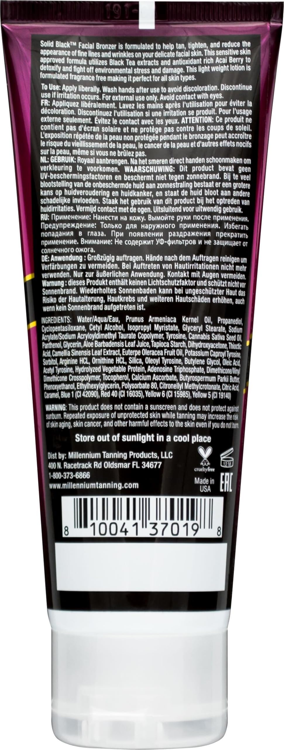 Textura sedosa del bronceador facial Millenium Tanning