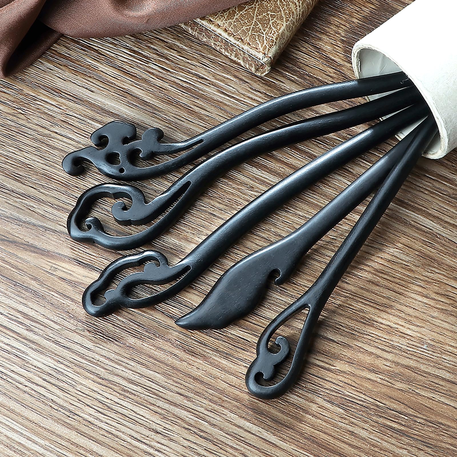 MIMALexin palitos cabello madera negra diseños tradicionales para estilo elegante