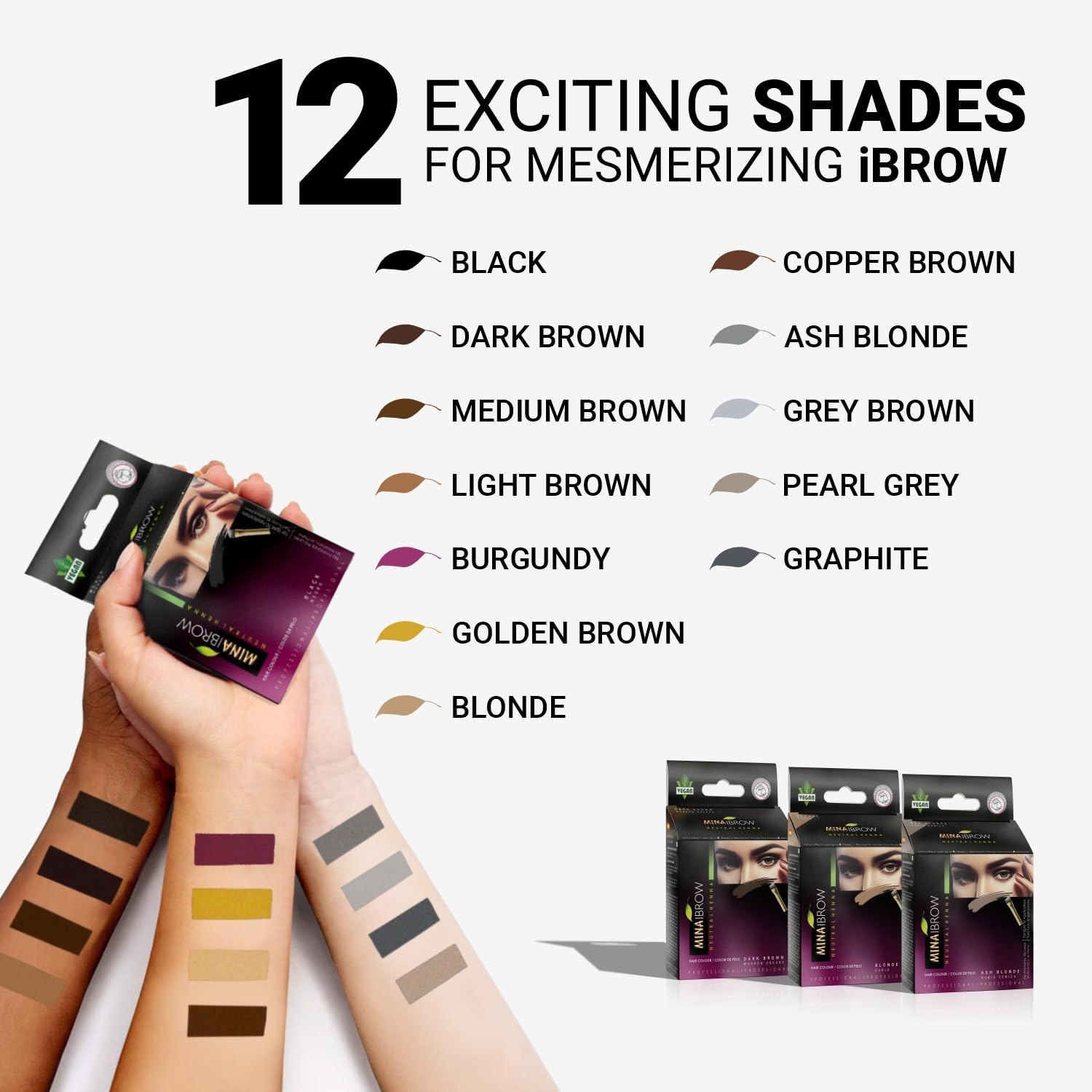 MinaiBrow Tint Kit contenido completo para tintar cejas fácilmente.