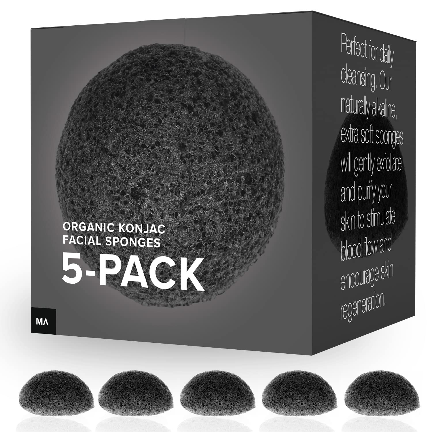MINAMUL Konjac: conjunto de 5 esponjas para exfoliación suave diaria