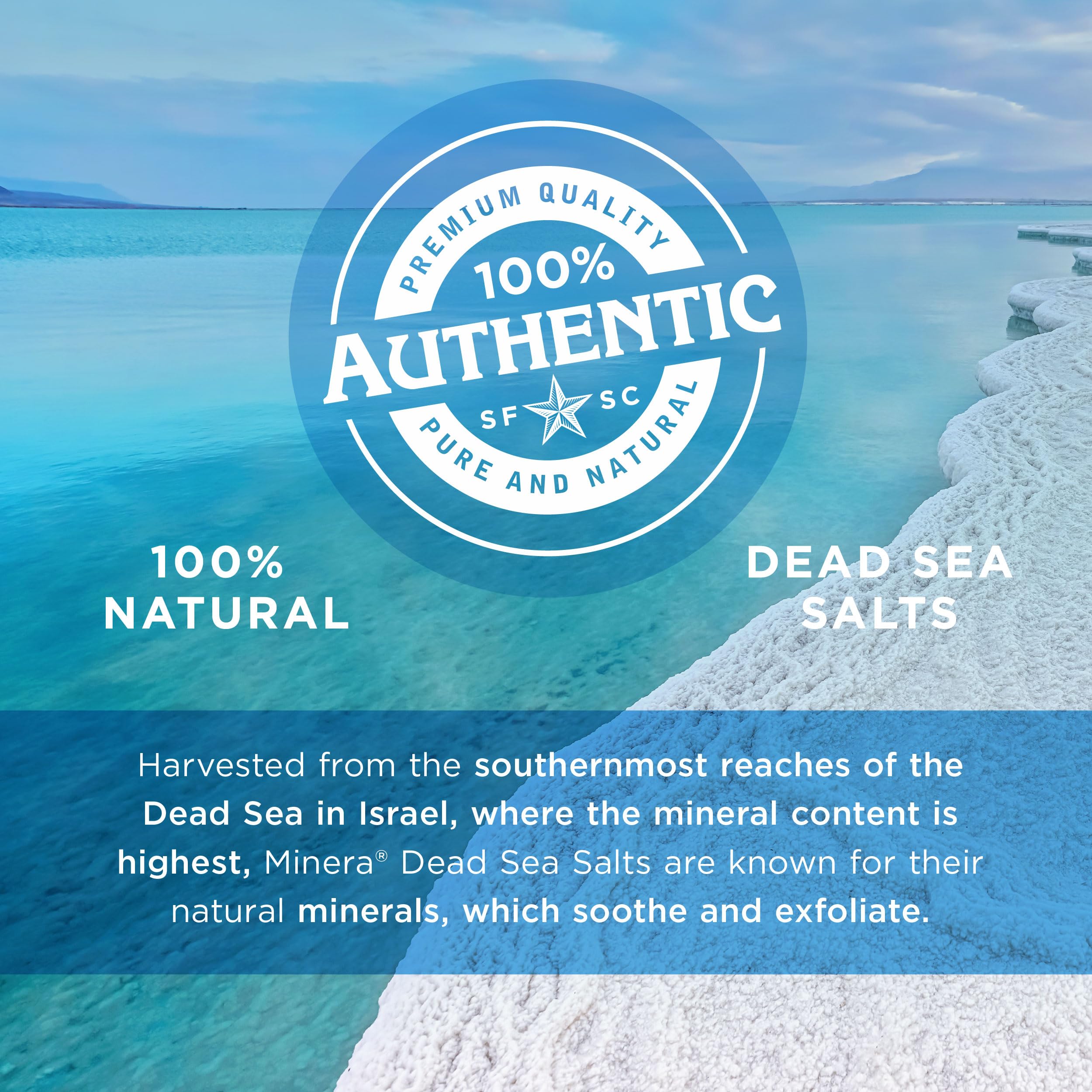 Minera sal del mar muerto, exfoliante suave con aceite de oliva.
