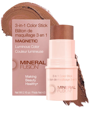 Mineral Fusion 3-en-1 Color Stick aporta bronce suave para mejillas.