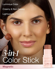 Color Stick Mineral Fusion ilumina mejillas, labios y ojos con tono natural.
