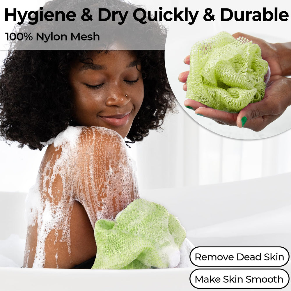 MINISENTIALS esponja de ducha con nudos, facilita crear espuma y enjuague sencillo.