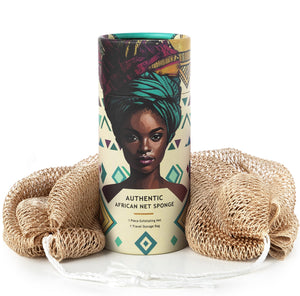 MINISENTIALS esponja de red africana con nudos para espalda, limpieza profunda y alcance cómodo.