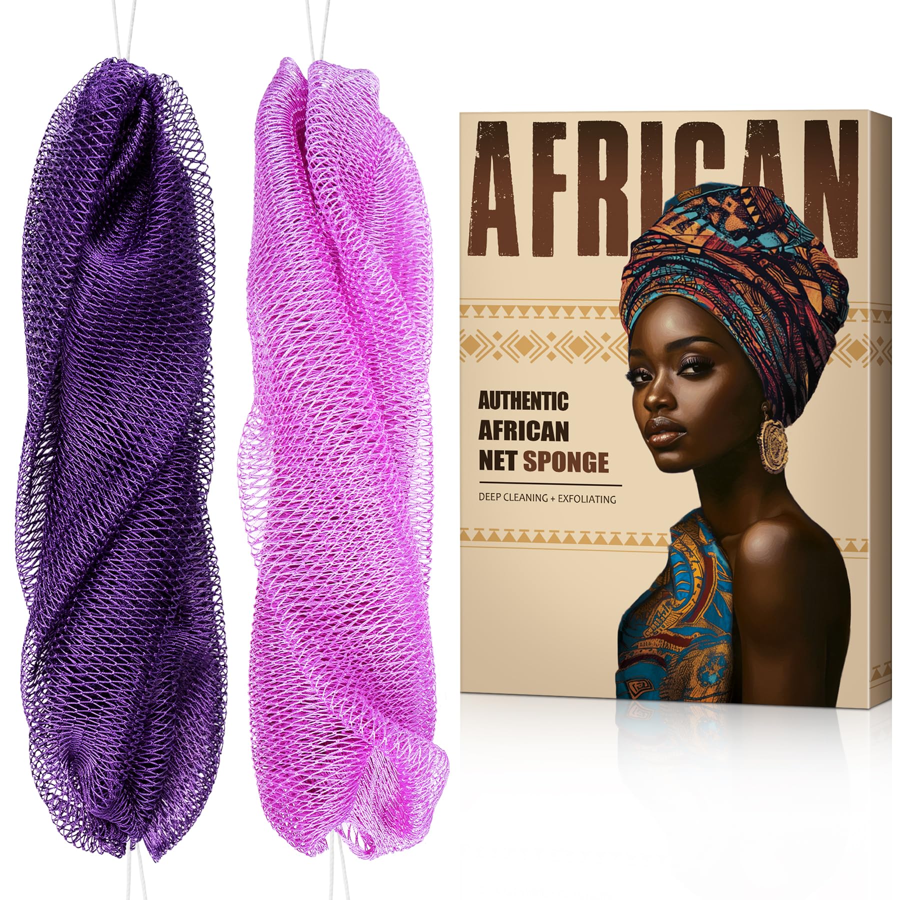 MINISENTIALS esponja de red africana con nudos para exfoliar suavemente la piel