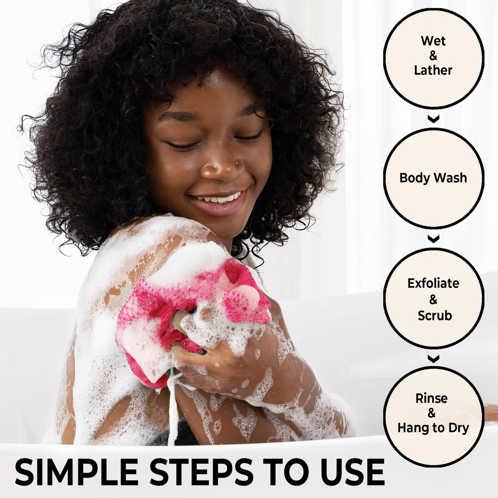 MINISENTIALS esponja de nylon elástica que genera espuma abundante para la ducha