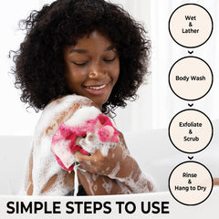 MINISENTIALS esponja de nylon elástica que genera espuma abundante para la ducha
