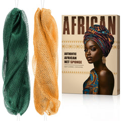 MINISENTIALS esponja de red africana para espalda con nudos, exfolia suavemente y facilita el alcance.