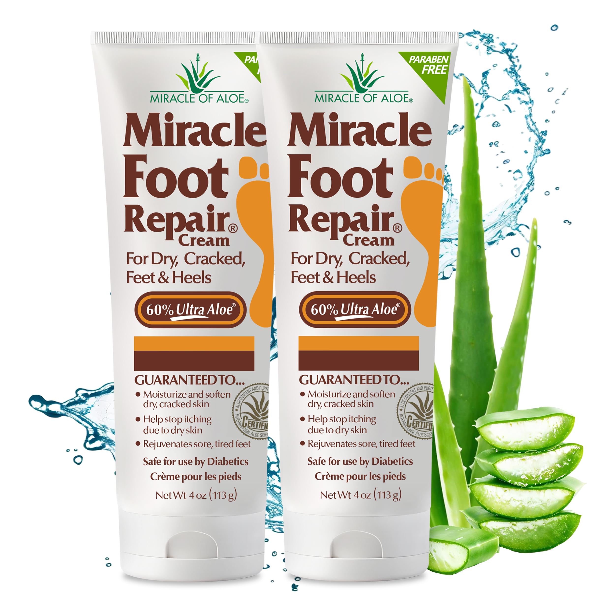 Miracle de Aloe crema para pies, envase bote, suaviza áreas ásperas.